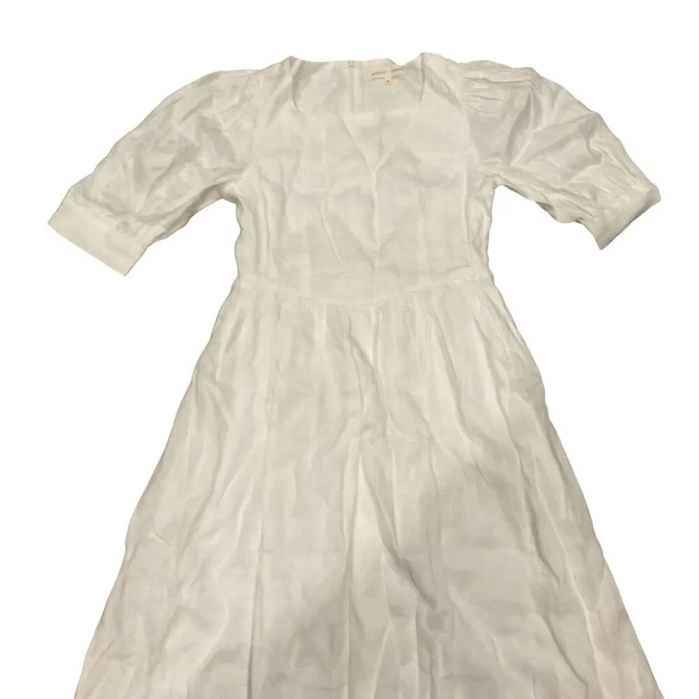 Hirsch & Timber White Linen Maxi Dress M Boho Cottagecore Lagenlook Prairie - Picture 11 of 16
